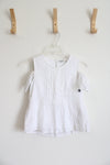NEW Abercrombie Kids White & Silver Metallic Stripe Cold Shoulder Top | Youth 7/8