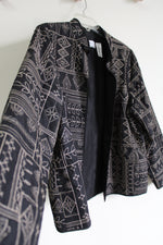 Alfred Dunner Black Embroidered Light Jacket | 14 Petite