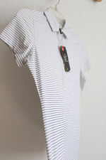 NEW Under Armour White & Black Striped Fitted Polo Shirt | XS