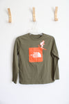 The North Face Olive Green & Orange Skiing Long Sleeved Shirt | Youth L