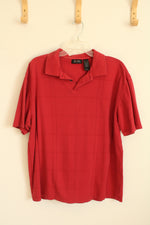 Access Deep Red Cotton Squared SS Polo Shirt | XL