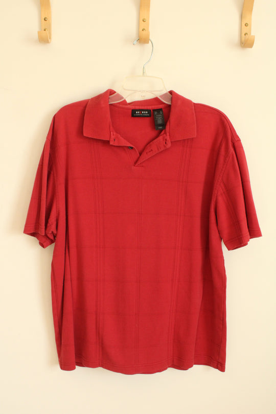 Access Deep Red Cotton Squared SS Polo Shirt | XL