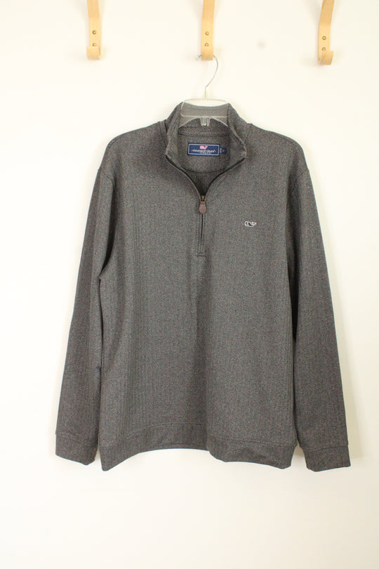 Vineyard Vines Gray Printed Quarter Zip Pullover | L