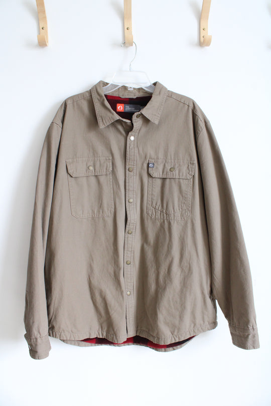 The American Outdoorsman Brown Flannel Lined Button Down Shacket | XXL