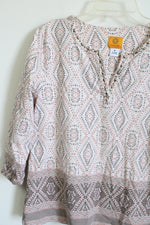 Ruby Rs. Pink Gray Patterned Top | M