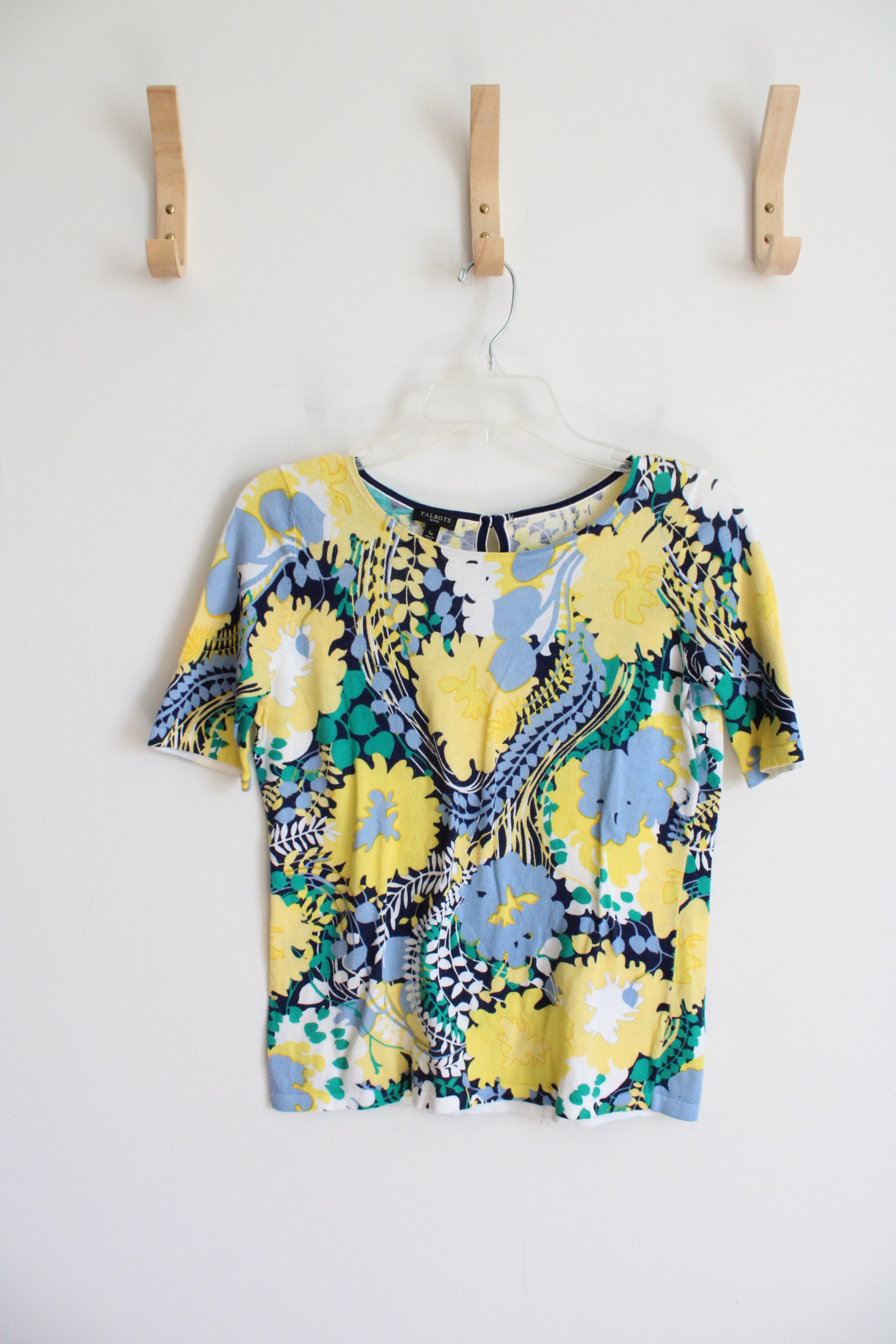 Talbots Blue & Yellow Floral Top | S Petite