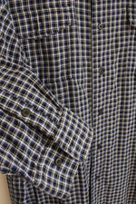 Haggar Royal Blue Black and White Plaid LS Button-down Shirt | XL