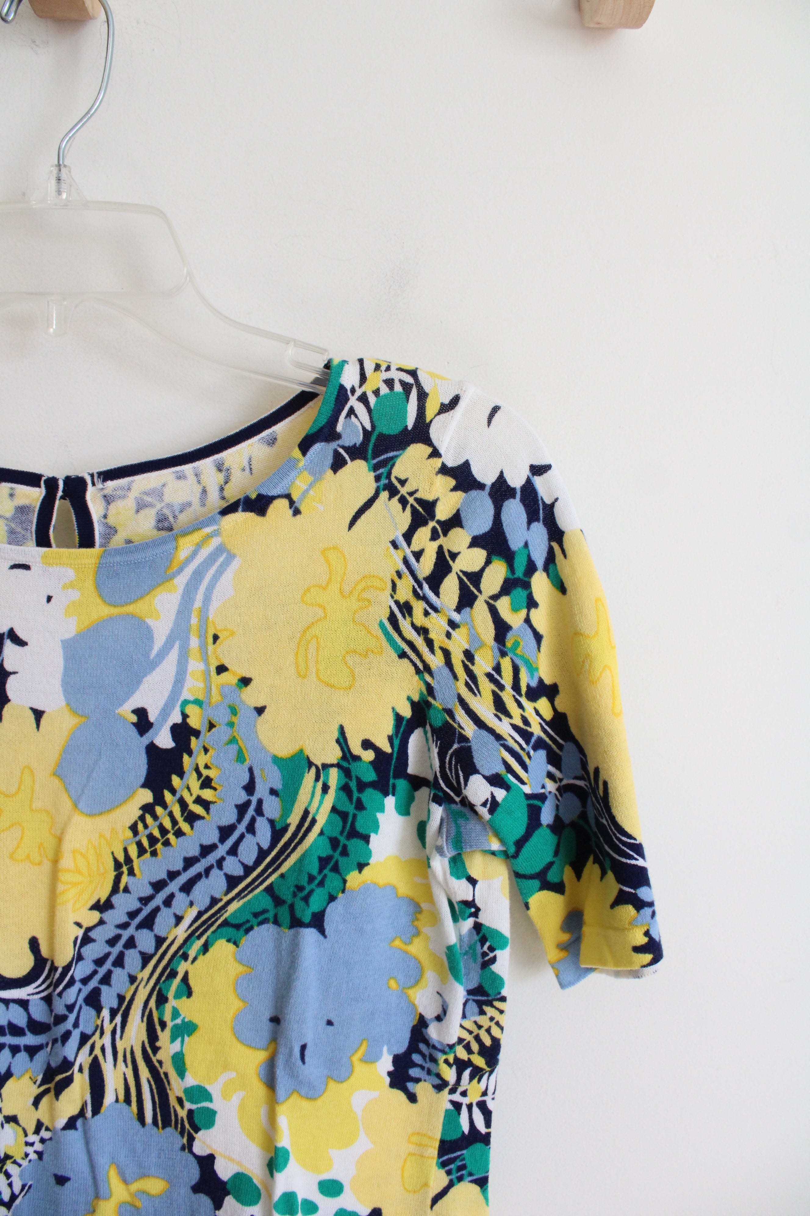 Talbots Blue & Yellow Floral Top | S Petite