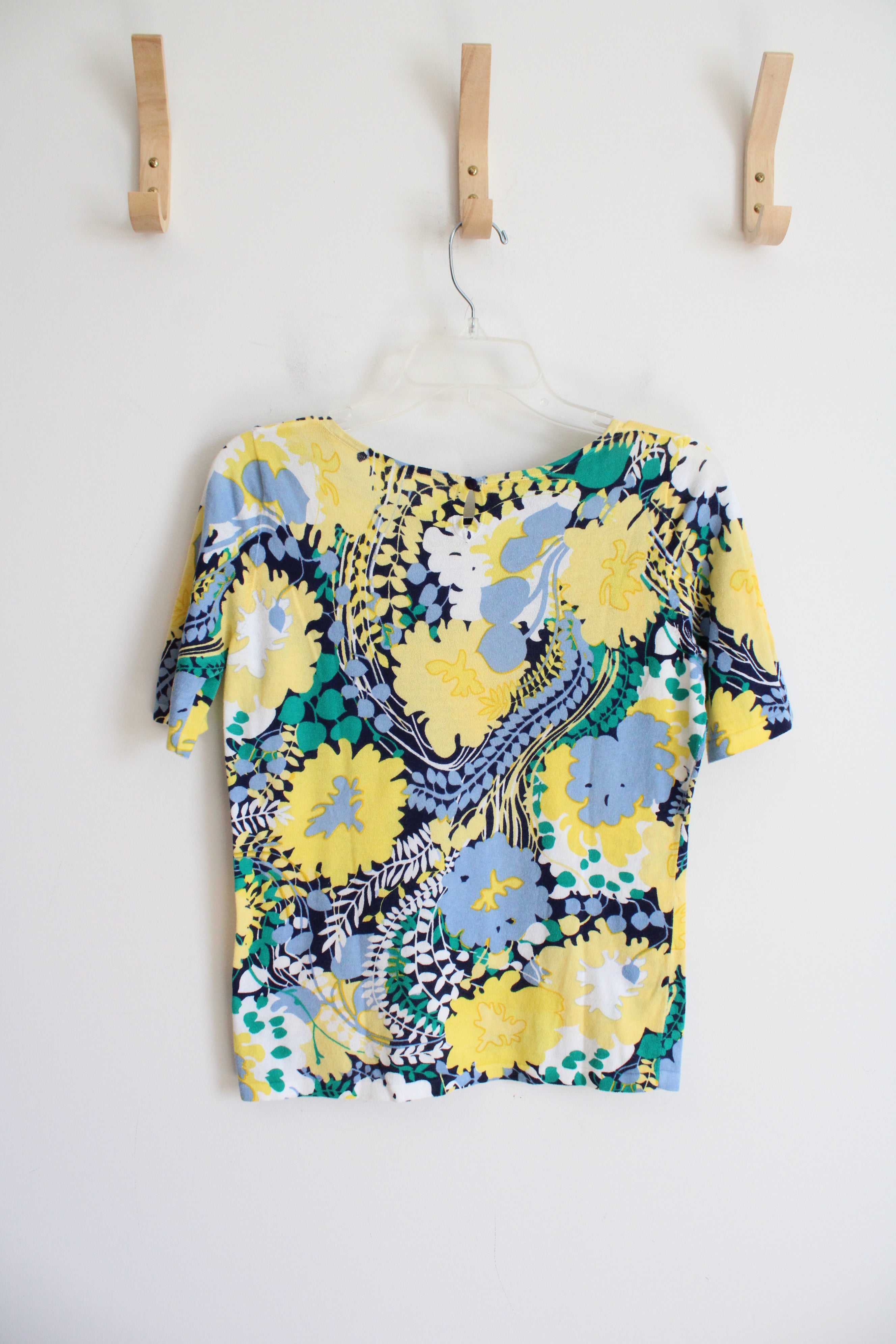 Talbots Blue & Yellow Floral Top | S Petite