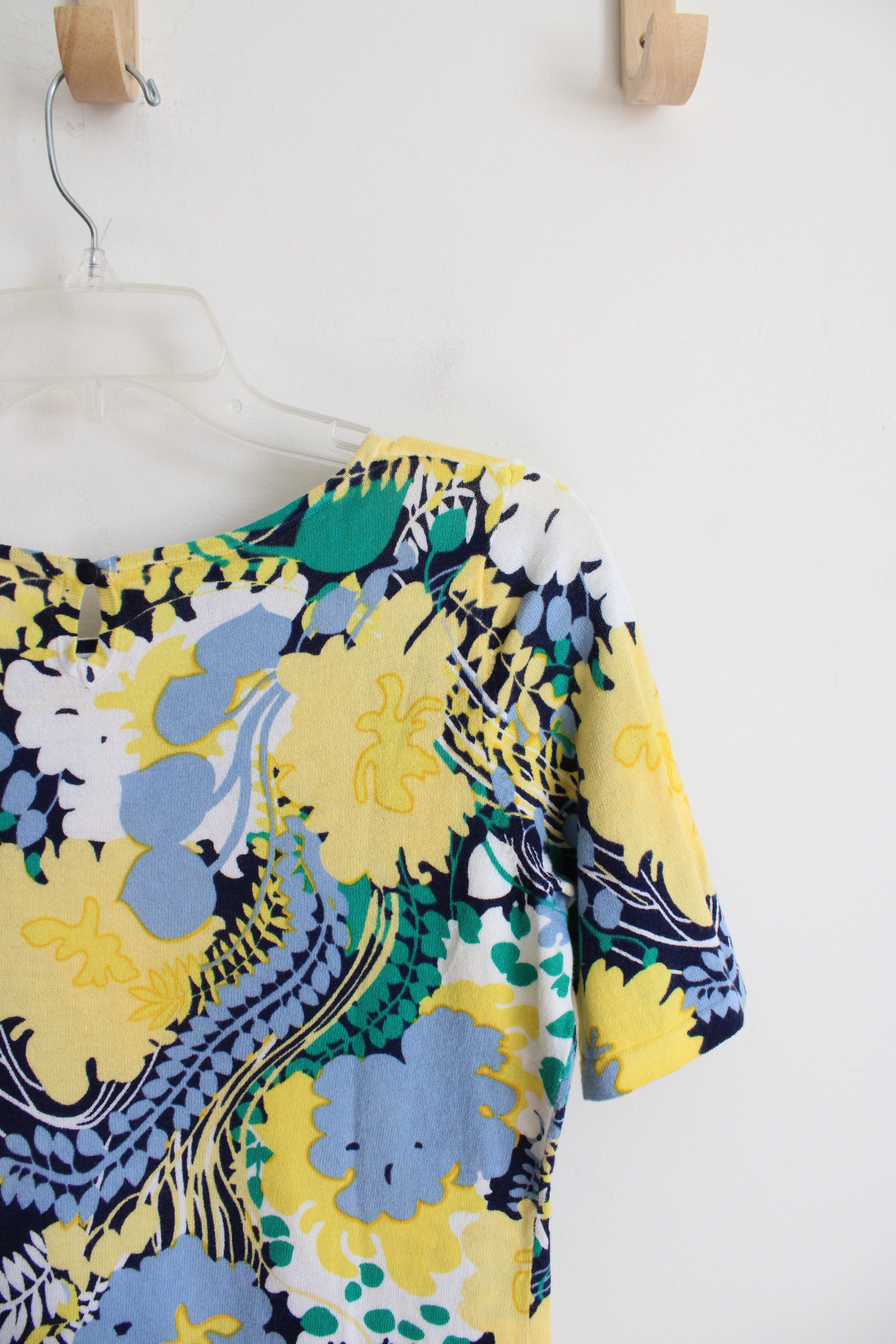 Talbots Blue & Yellow Floral Top | S Petite