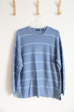 Izod Blue Striped Cotton Sweater | XL