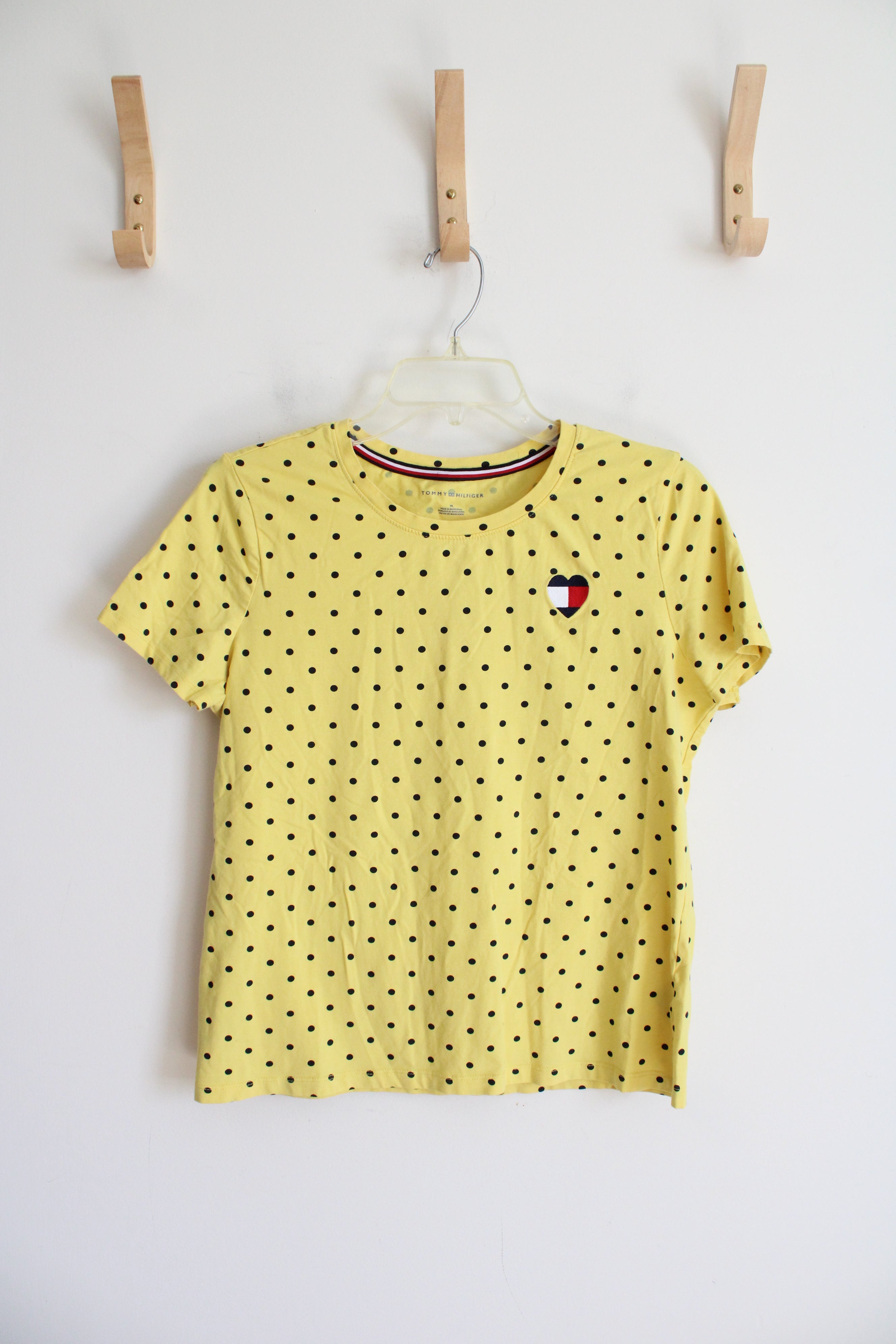 Tommy Hilfiger Yellow Navy Polka Dot Cotton Shirt | M