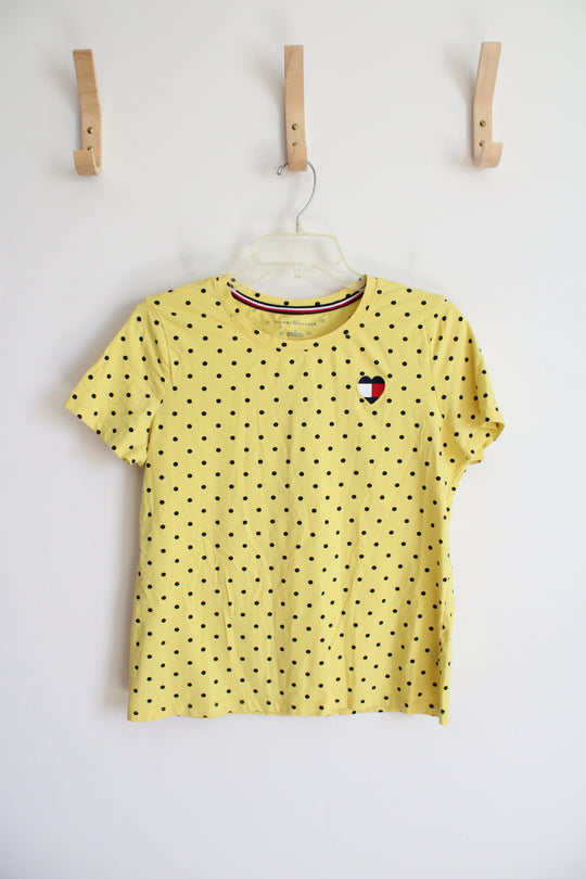 Tommy Hilfiger Yellow Navy Polka Dot Cotton Shirt | M