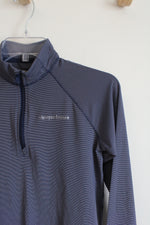 Vineyard Vines Performance Navy & White Striped Quarter Zip Sweatshirt | Youth M