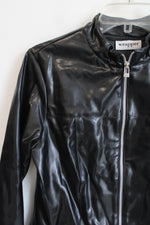 Wrapper Black Faux Leather Jacket | XS