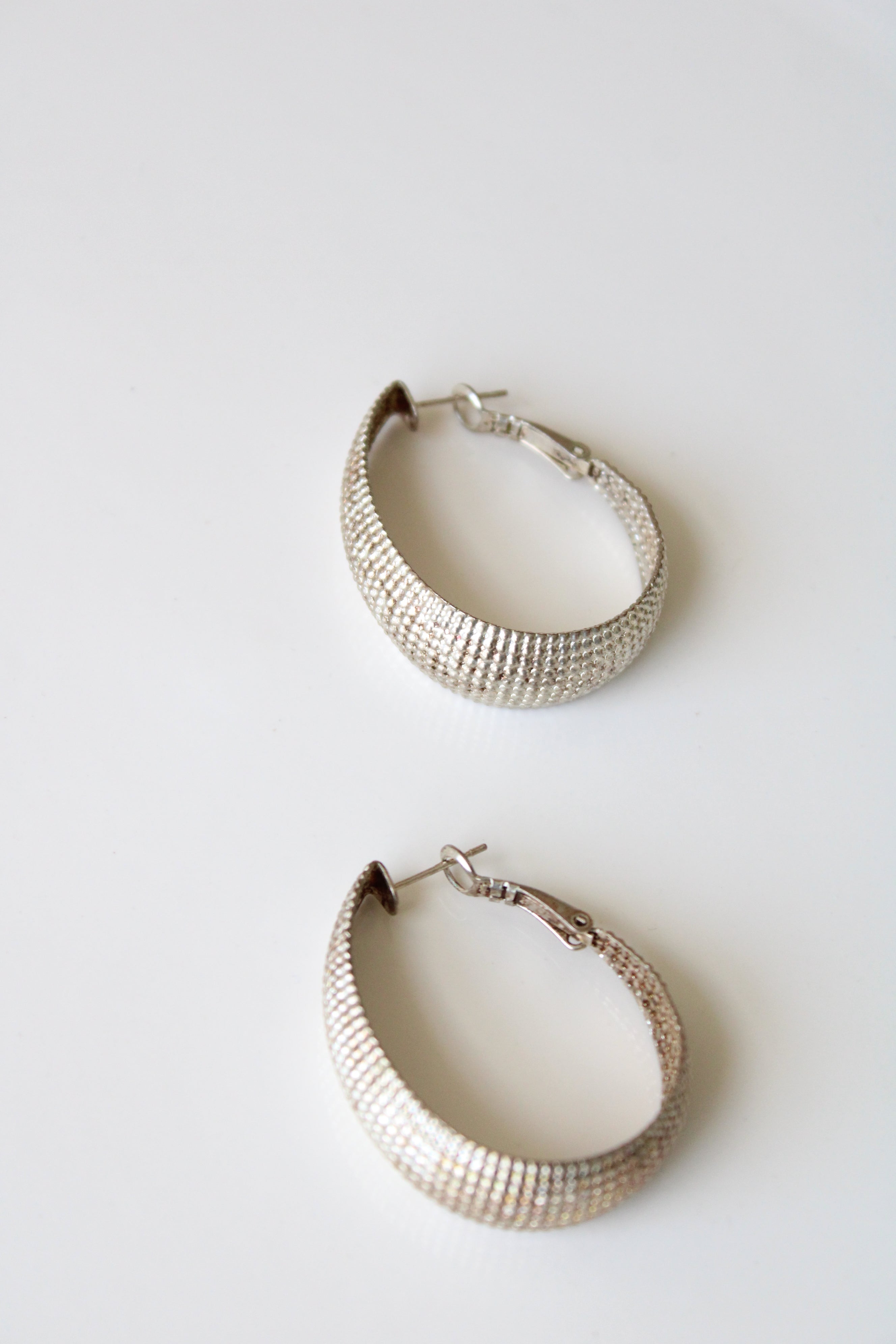 Oval Textured Hoop Earrings