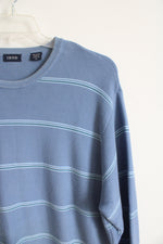 Izod Blue Striped Cotton Sweater | XL