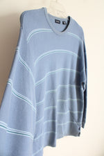 Izod Blue Striped Cotton Sweater | XL