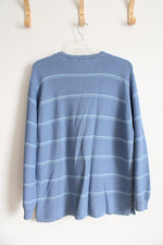 Izod Blue Striped Cotton Sweater | XL
