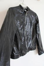 Wrapper Black Faux Leather Jacket | XS