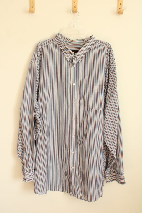 KS Signature Blue White and Maroon Striped LS Button-down Shirt | 22-T