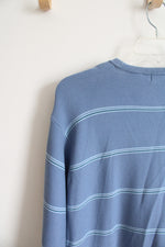 Izod Blue Striped Cotton Sweater | XL