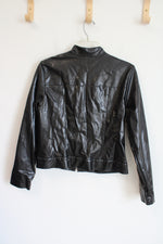 Wrapper Black Faux Leather Jacket | XS