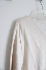Chaps Cream Cotton V-Neck Sweater | XL