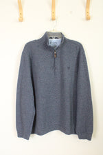 Chaps Blue Textured Quarter zip Pullover | XXL
