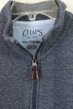 Chaps Blue Textured Quarter zip Pullover | XXL