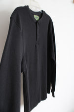 Narrow River Trading Co. Black Waffle Knit Henley Long Sleeved Shirt | XL