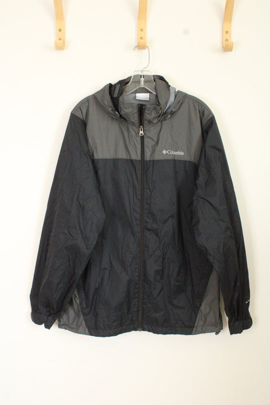 Columbia Black and Gray Zip Windbreaker Jacket | M