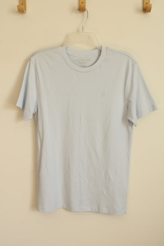 American Eagle Cotton Baby Blue SS T-shirt | XS