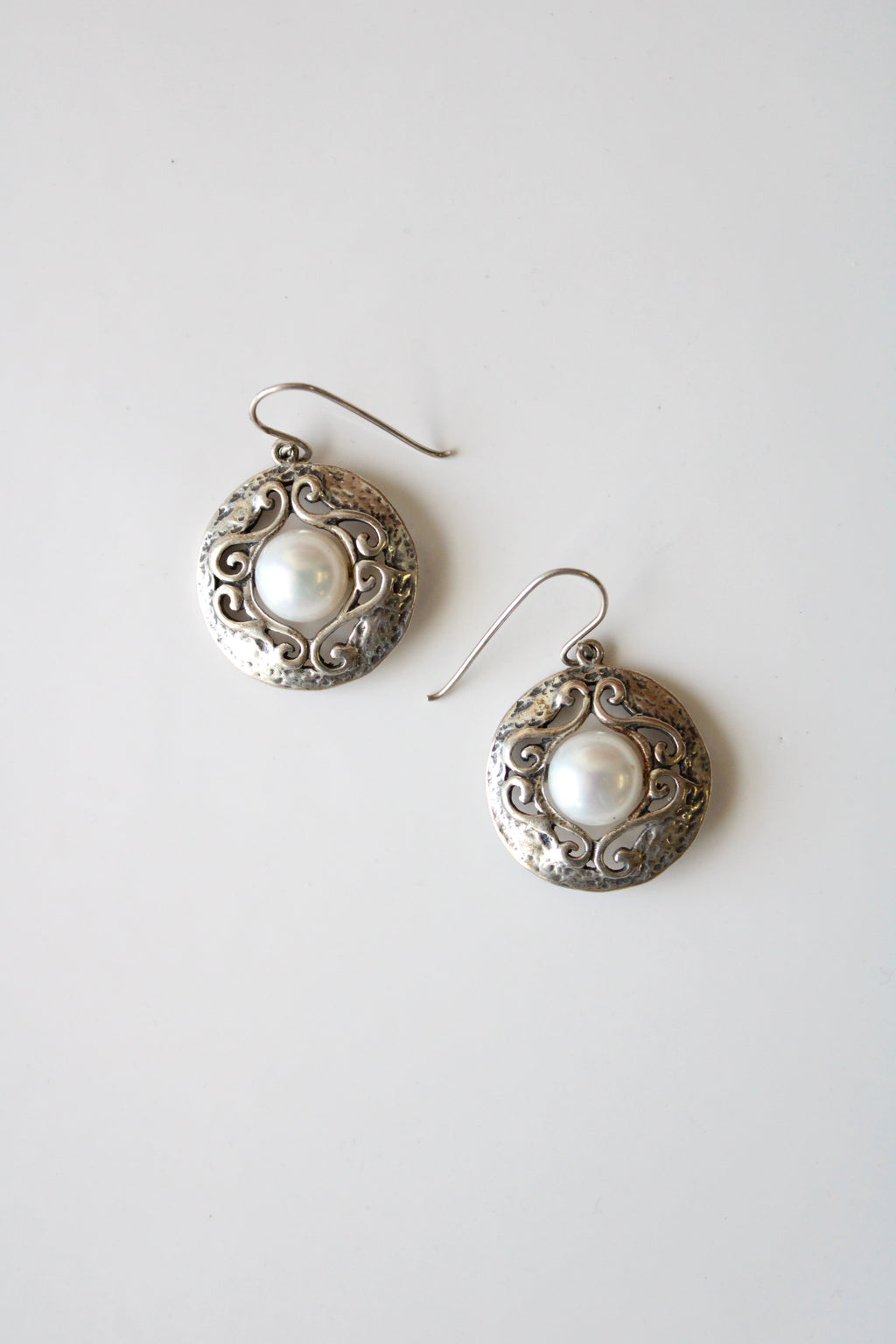 Genuine Pearl Sterling Silver Dangle Earrings