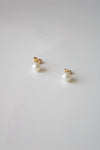 Genuine Pearl & 14KT Gold Stud Earrings