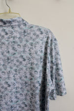 Greg Norman Blue Green & White Tropical Print Polo Shirt | L