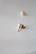 Genuine Pearl & 14KT Gold Stud Earrings