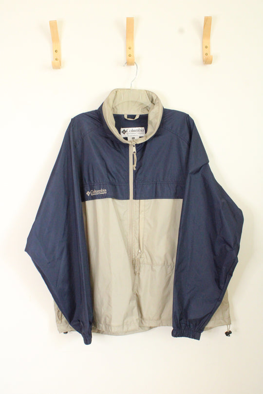 Columbia Tan and Navy blue Zip Windbreaker Jacket | XL