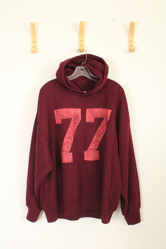 American Eagle Burgundy Hooded Sweatshirt | L