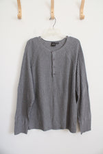 Armani Exchange Gray Ribbed 1/4 Button Long Sleeved Shirt | XXL