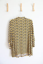 Yellow & Black Chevron 3/4 Sleeve Top | XL