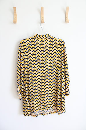 Yellow & Black Chevron 3/4 Sleeve Top | XL