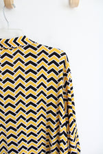 Yellow & Black Chevron 3/4 Sleeve Top | XL