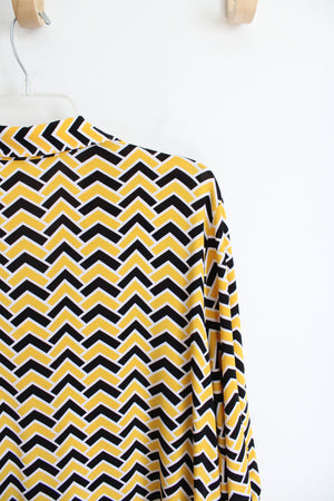Yellow & Black Chevron 3/4 Sleeve Top | XL
