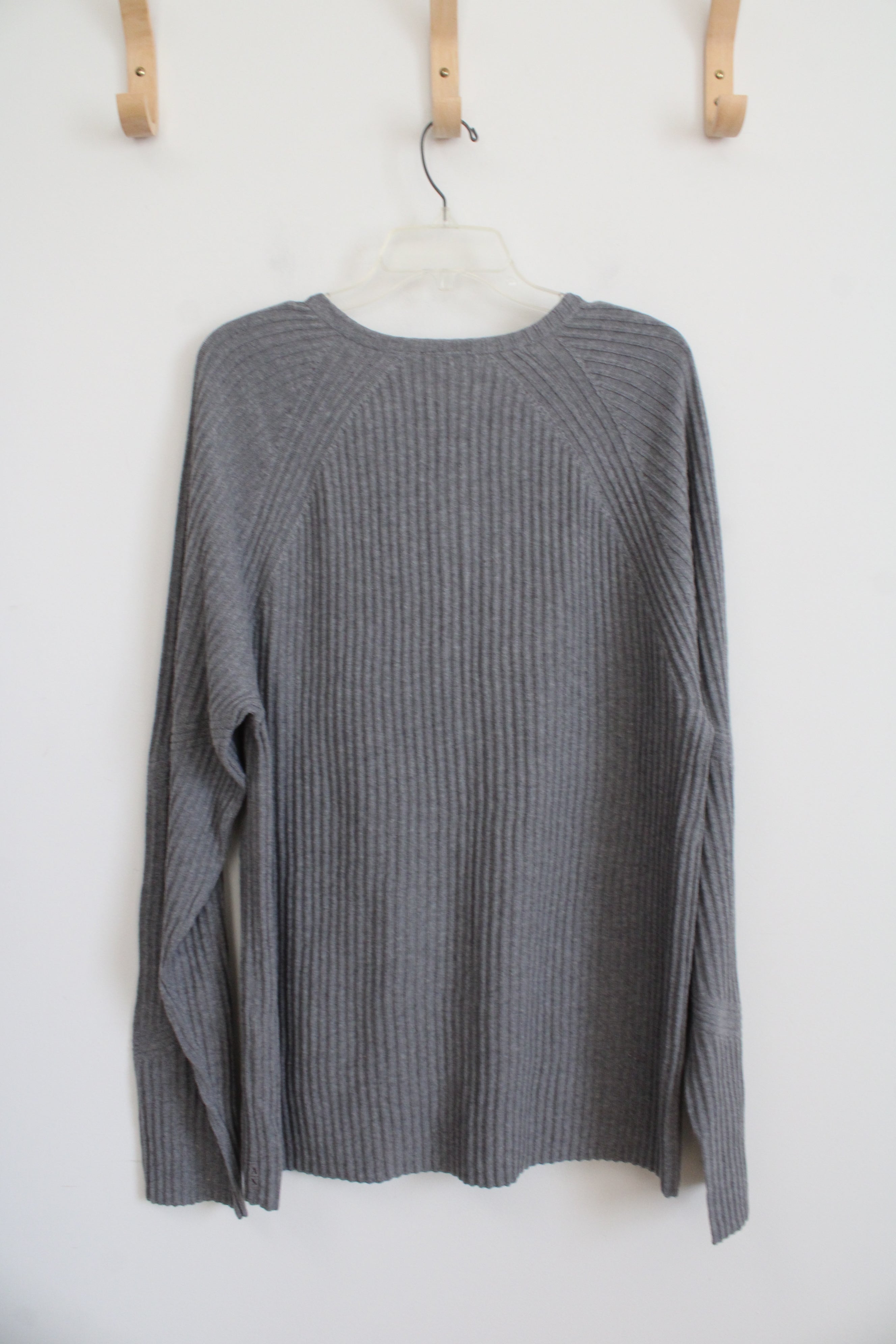 Armani Exchange Gray Ribbed 1/4 Button Long Sleeved Shirt | XXL