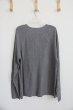 Armani Exchange Gray Ribbed 1/4 Button Long Sleeved Shirt | XXL