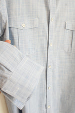 Alfani Blue and White Mini Plaid LS Button-down Shirt | L