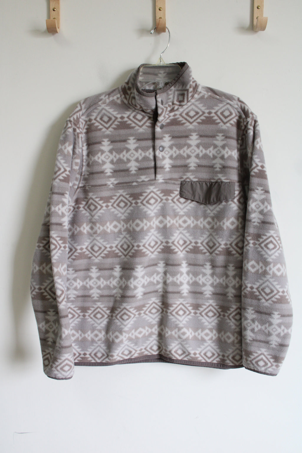 Southern Grit Tan Aztec Print Fleece Pullover | M
