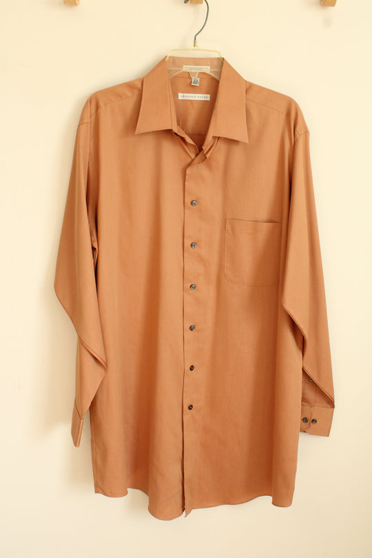 Geoffrey Beene Metallic Brown LS Button-down Shirt | XL
