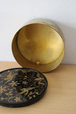 Vintage Oneida Brass Bird Design Round Brass Vanity Powder Trinket Box